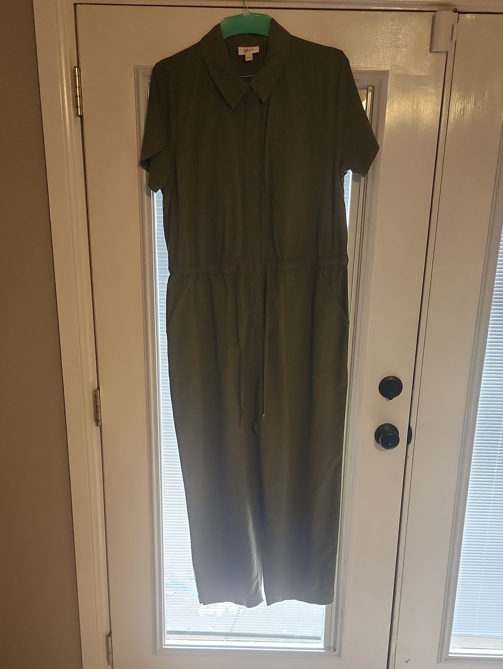 Women's Style & Co.Olive Green Utility Jumpsuit - Casual Women’s One-Piece Sz 16